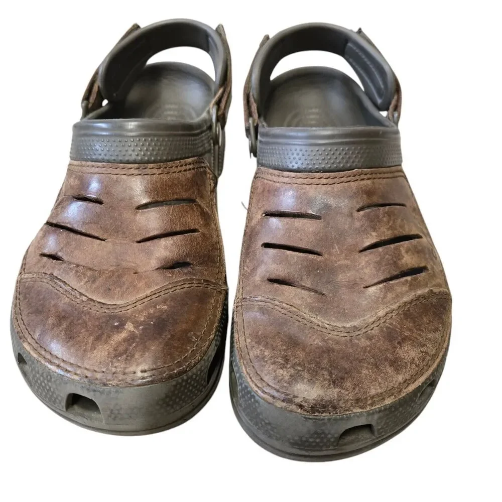 Crocs Bogata Brown‎ Vegan Leather Clogs - Size 9